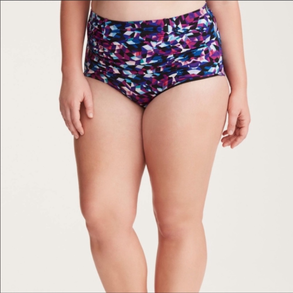 TORRID purple blue Geo bikini bottoms size 00 NWT